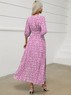 Ditsy Floral Print Front Slit Vacation Maxi Dress