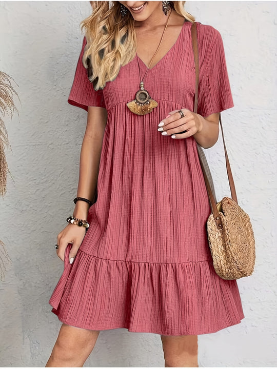 Boho V-Neck Ruffle Tiered Summer Dress