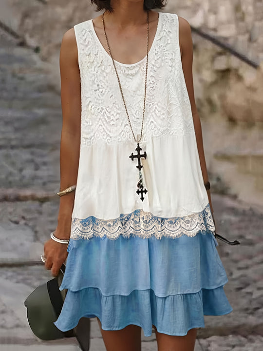 Boho Layered Crinkle Skirt Summer Dress