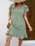 Bohemian Flutter Sleeve Tiered Mini Dress