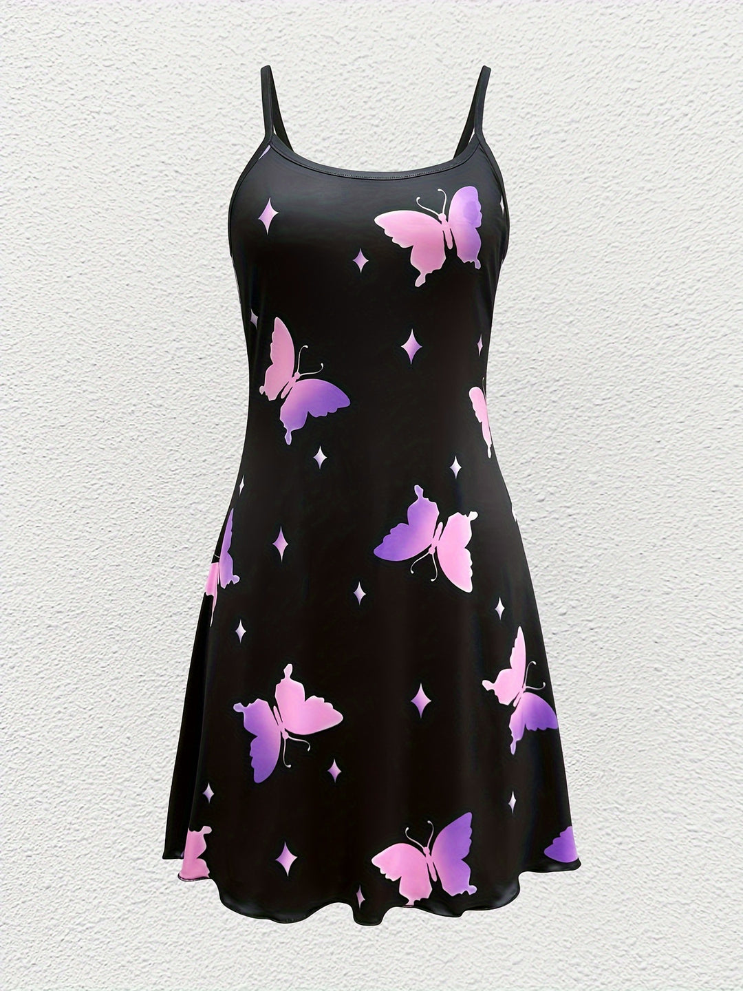 Casual Butterfly Print Slip Mini Dress
