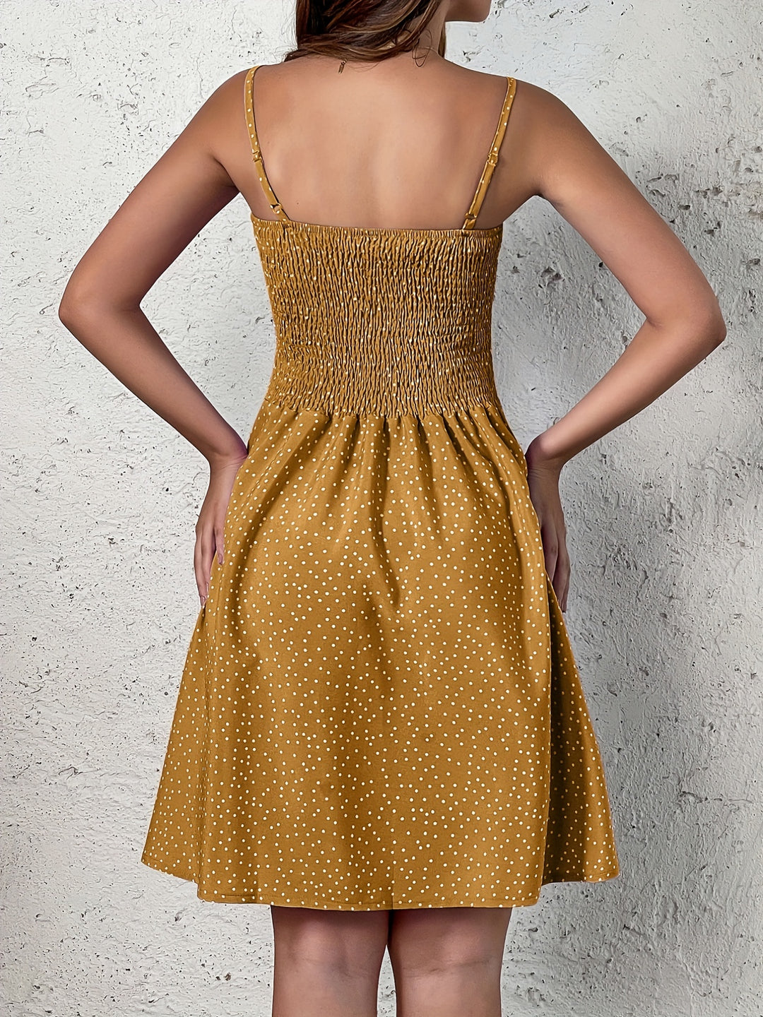 Polka Dot Square Neck Midi Dress