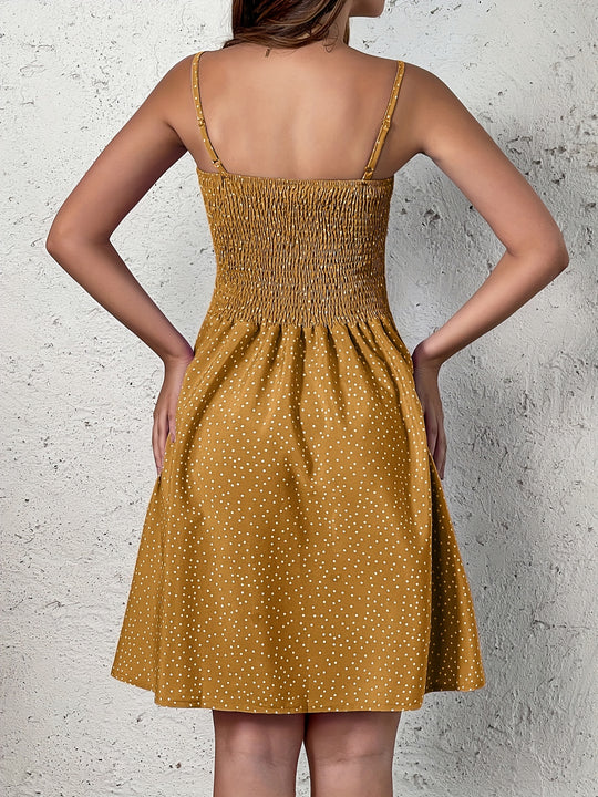 Polka Dot Square Neck Midi Dress