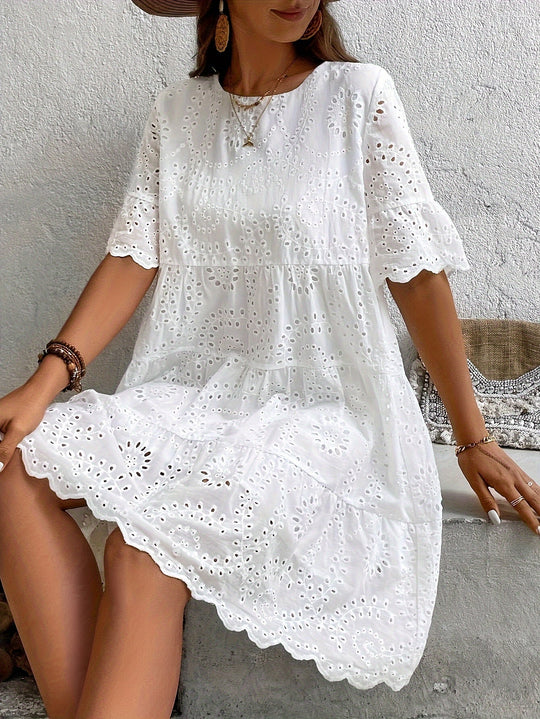 Boho Short Sleeve Embroidered Summer Dress