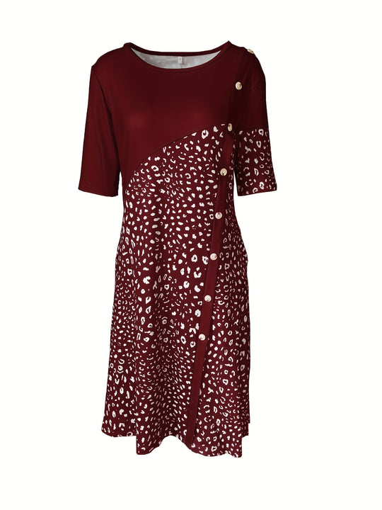 Elegant Asymmetrical Floral Print Midi Dress
