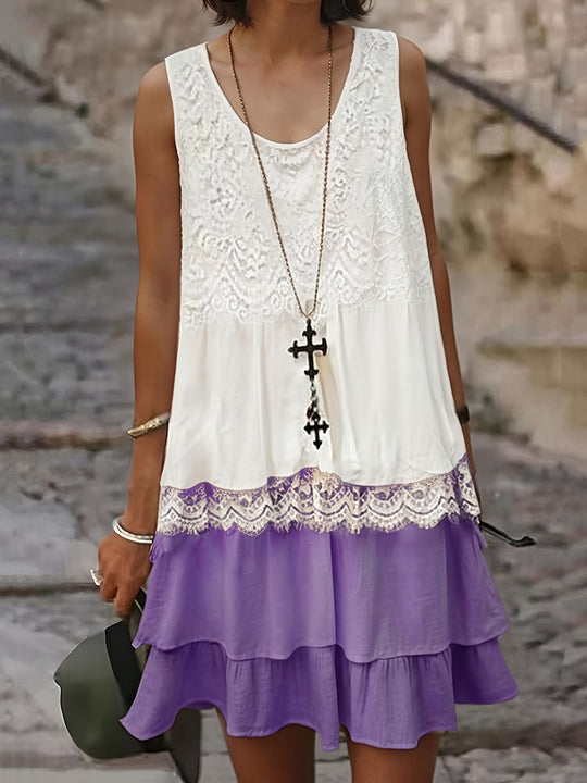 Boho Layered Crinkle Skirt Summer Dress