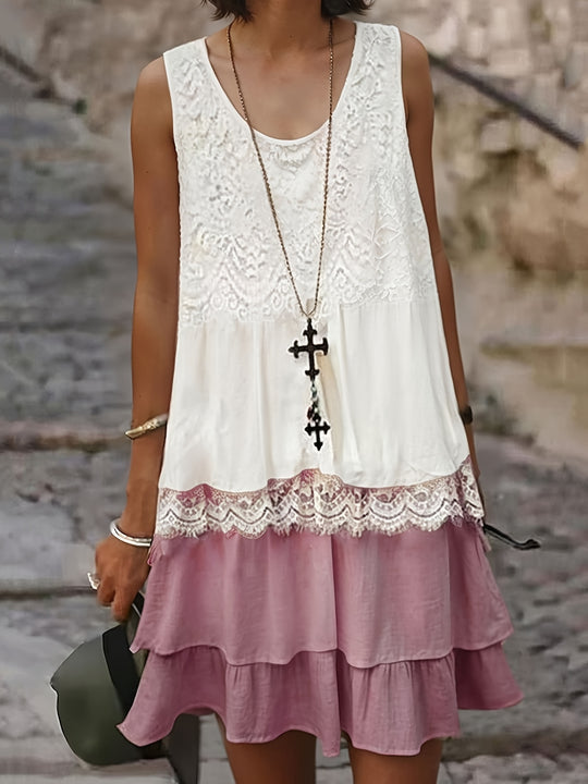 Boho Layered Crinkle Skirt Summer Dress
