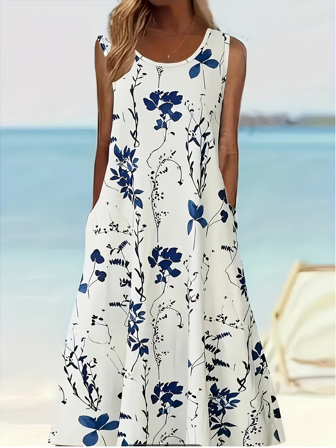Boho Floral Scoop Neck Summer Dress