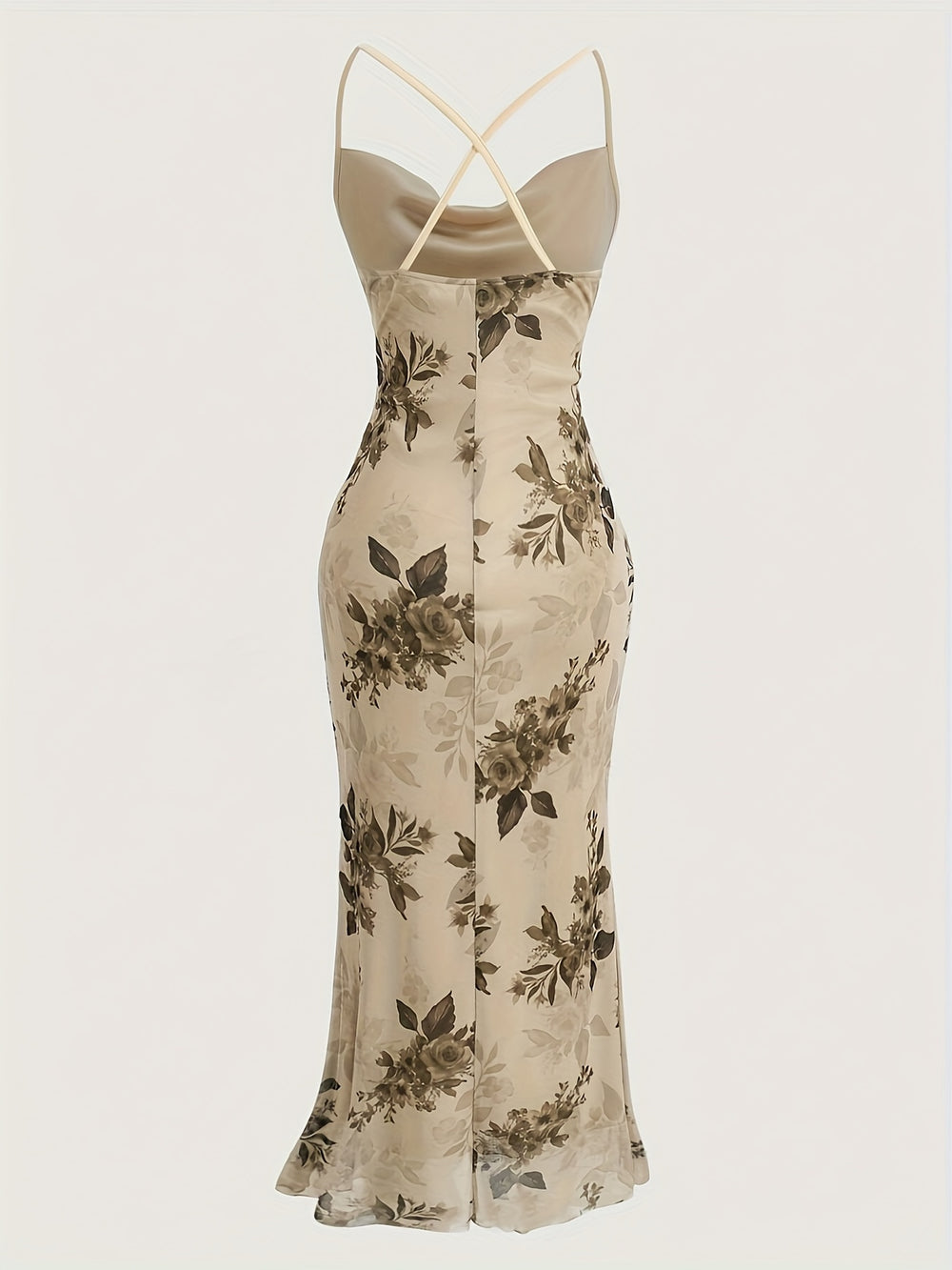 Cowl Neck Floral Slip Maxi Dress