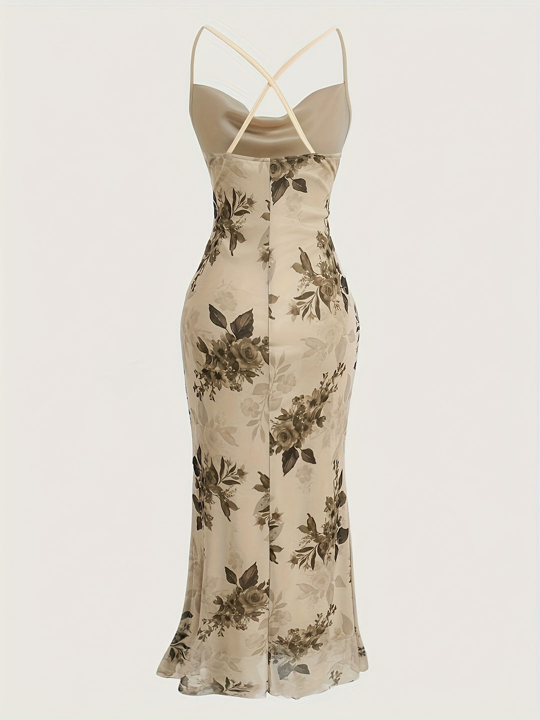 Cowl Neck Floral Slip Maxi Dress