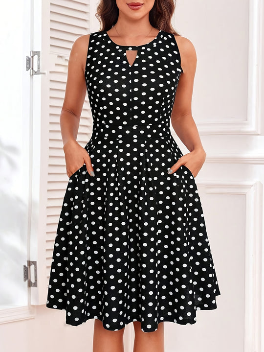 Casual Keyhole Neck Midi Dress
