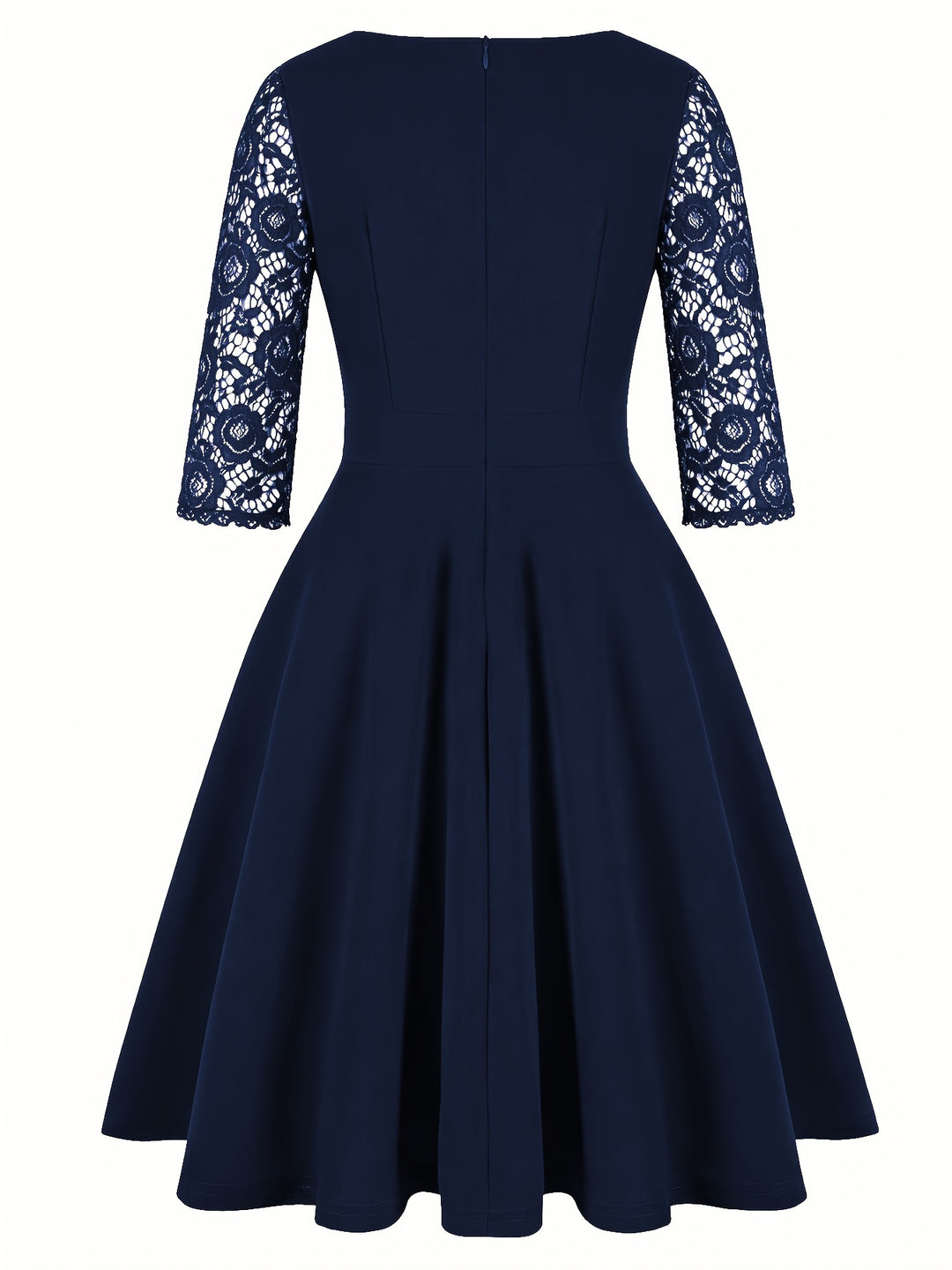 Elegant Lace Sleeve Fit Flare Dress