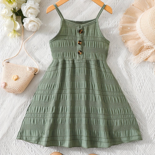 Casual Textured Button Front Mini Dress