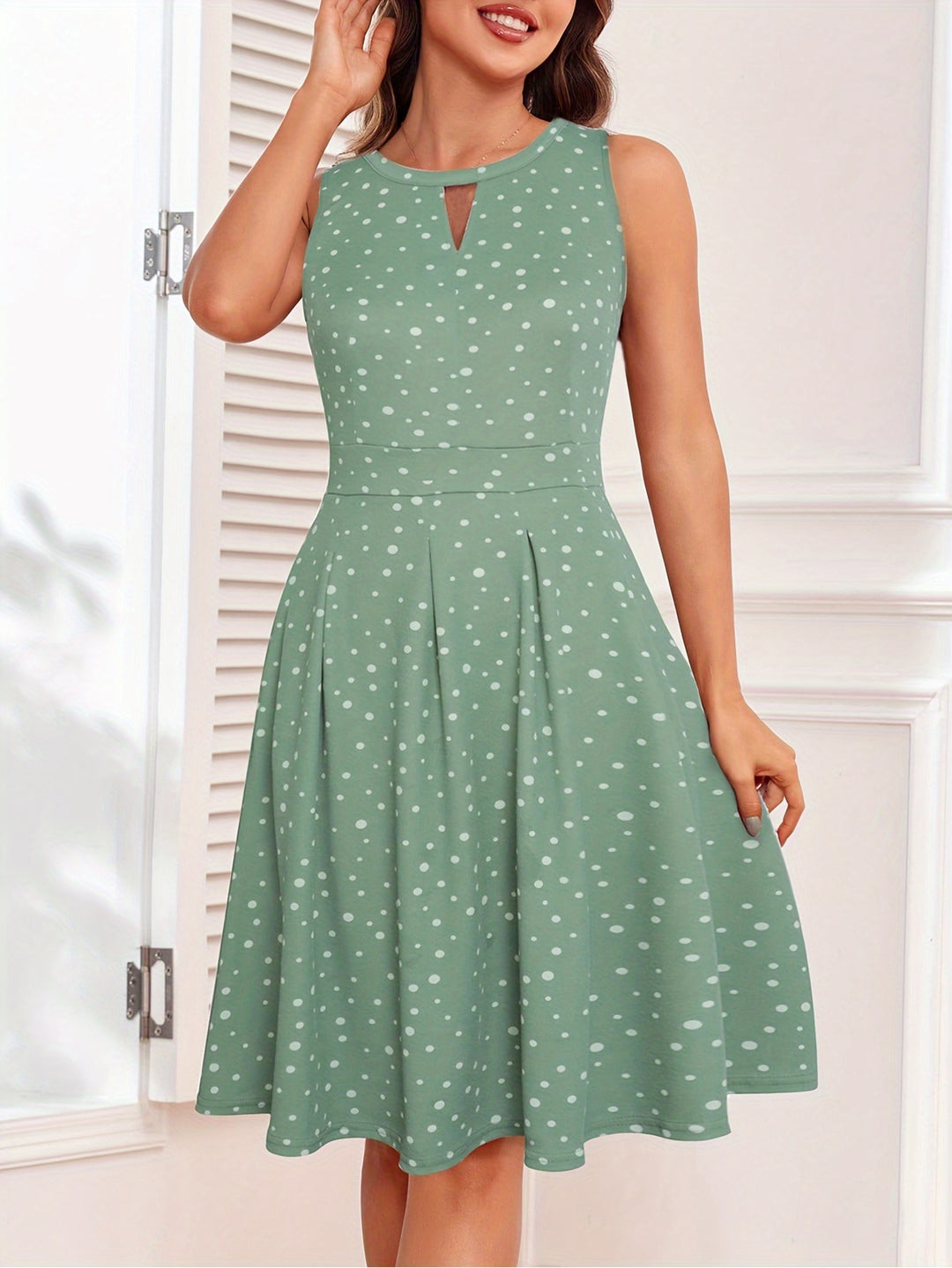 Casual Keyhole Neck Midi Dress
