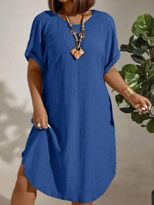 Relaxed Short Sleeve Boho Dress - Plus Size