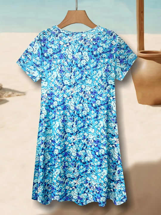 Relaxed Short Sleeve Floral Midi Dress
