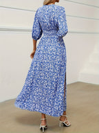 Ditsy Floral Print Front Slit Vacation Maxi Dress