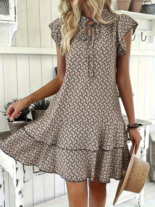 Tie-Neck Tiered Ruffle Summer Dress