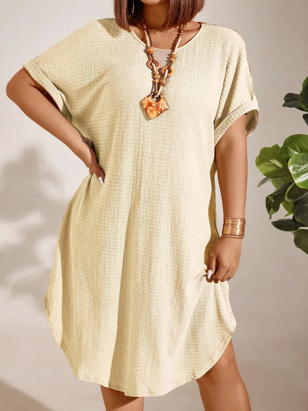 Relaxed Short Sleeve Boho Dress - Plus Size