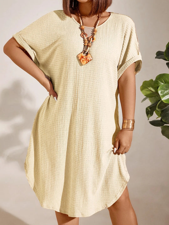 Relaxed Short Sleeve Boho Dress - Plus Size