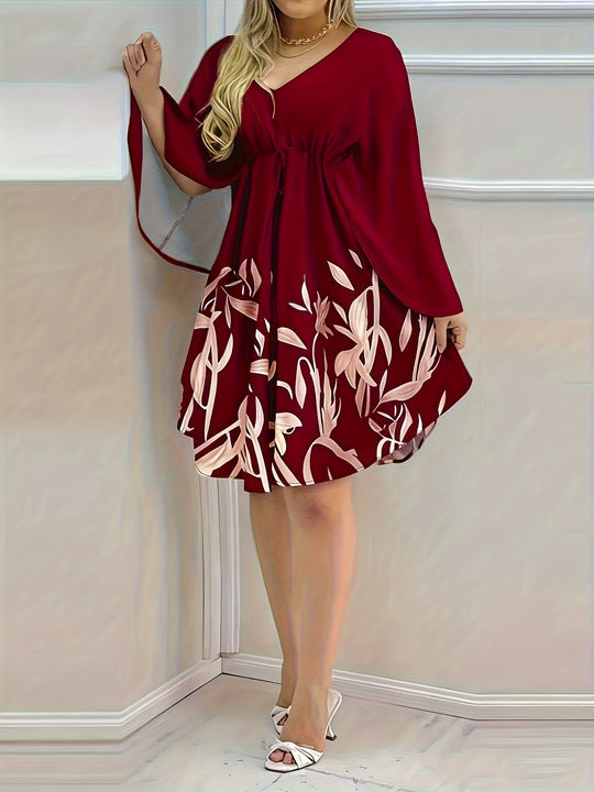 Elegant Cape Sleeve Flowy Mini Dress
