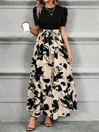 Puff Sleeve Floral Tie Waist Maxi Dress