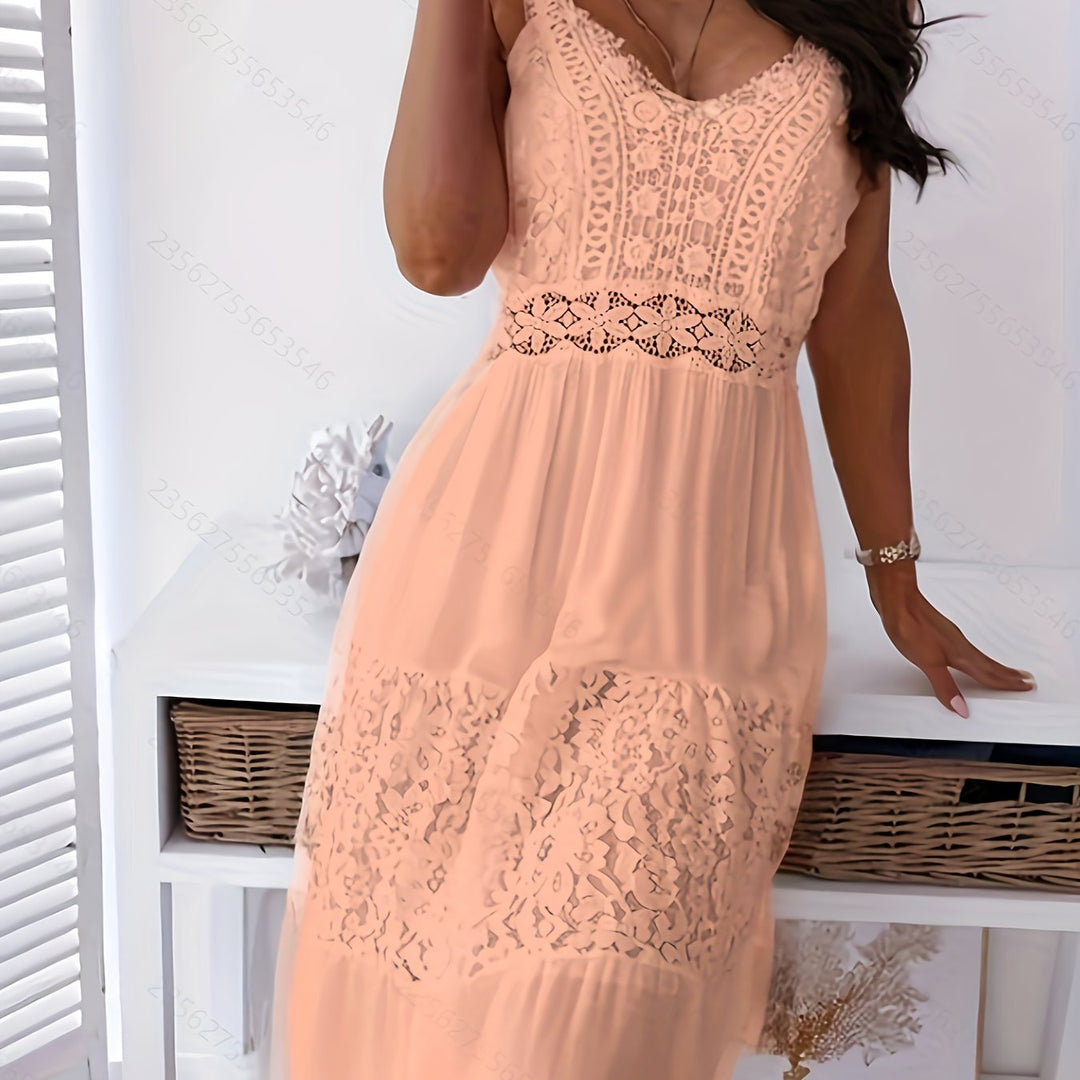 Summer Bohemian Sleeveless Spaghetti Strap Lace Dress