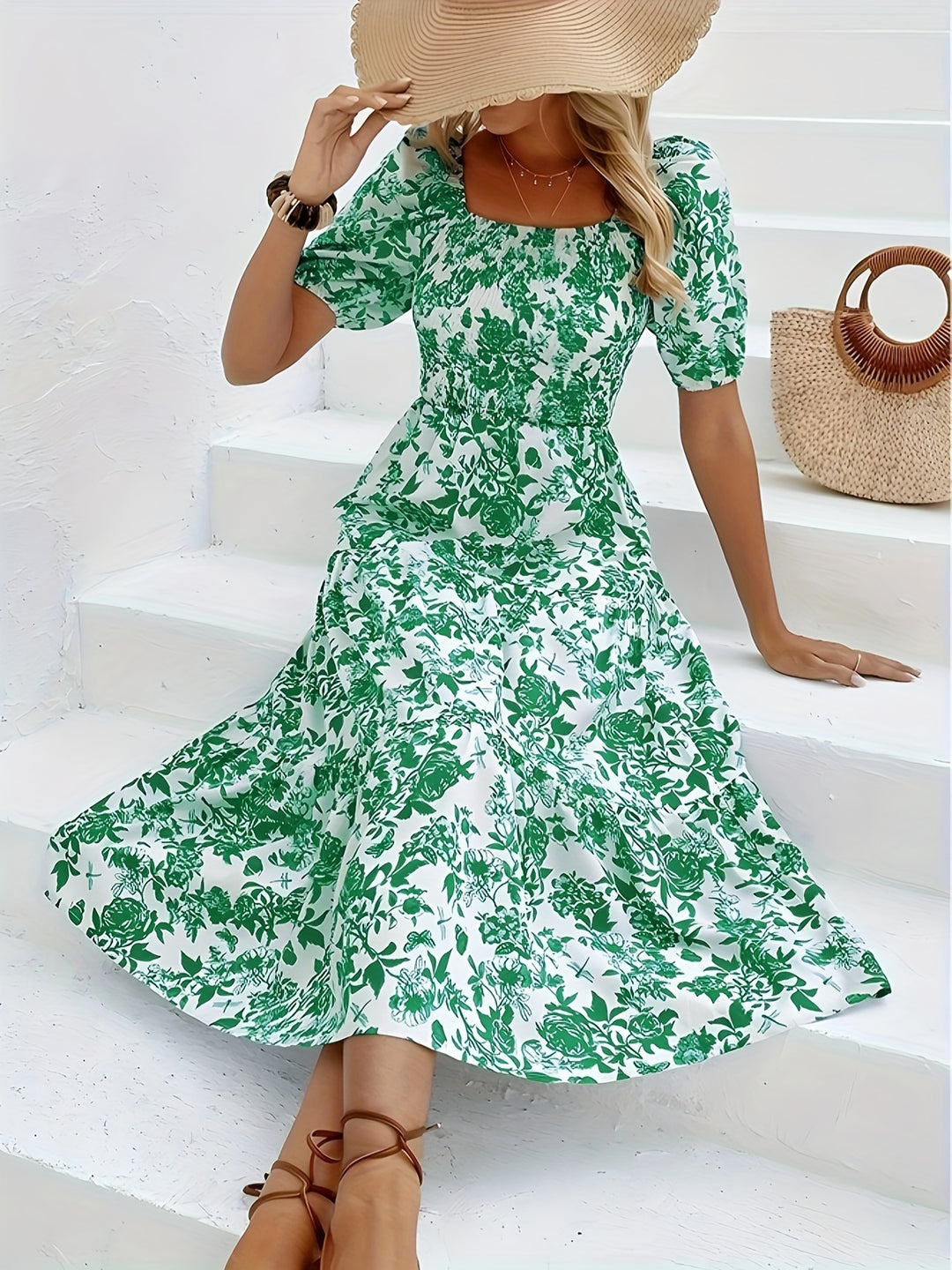 Floral Print A-line Dress
