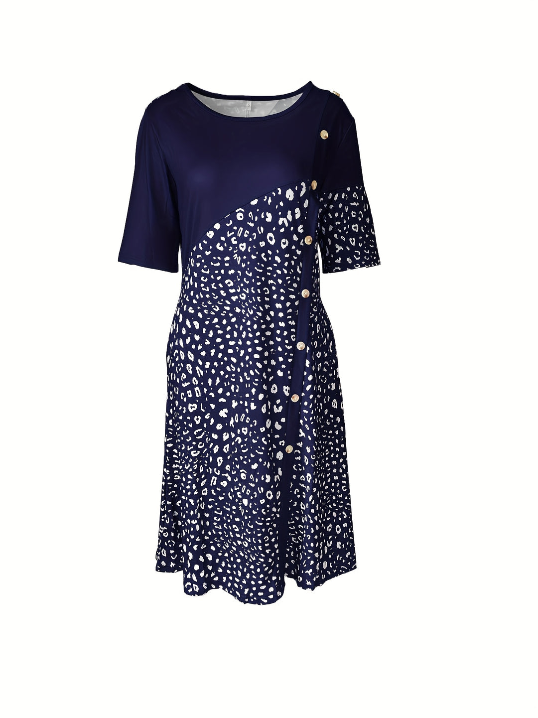 Elegant Asymmetrical Floral Print Midi Dress