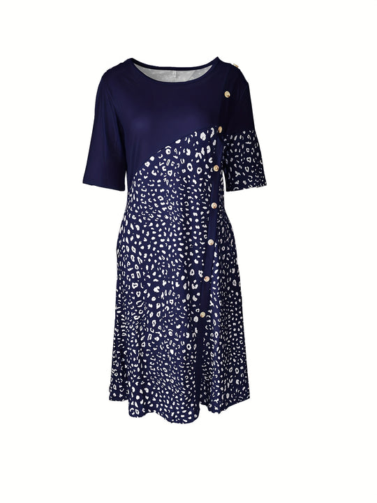 Elegant Asymmetrical Floral Print Midi Dress