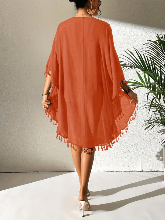 Bohemian Crochet Tassel Beach Cover Up