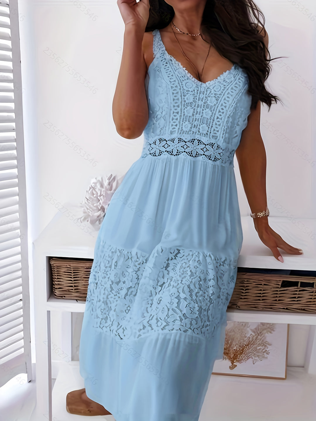 Summer Bohemian Sleeveless Spaghetti Strap Lace Dress