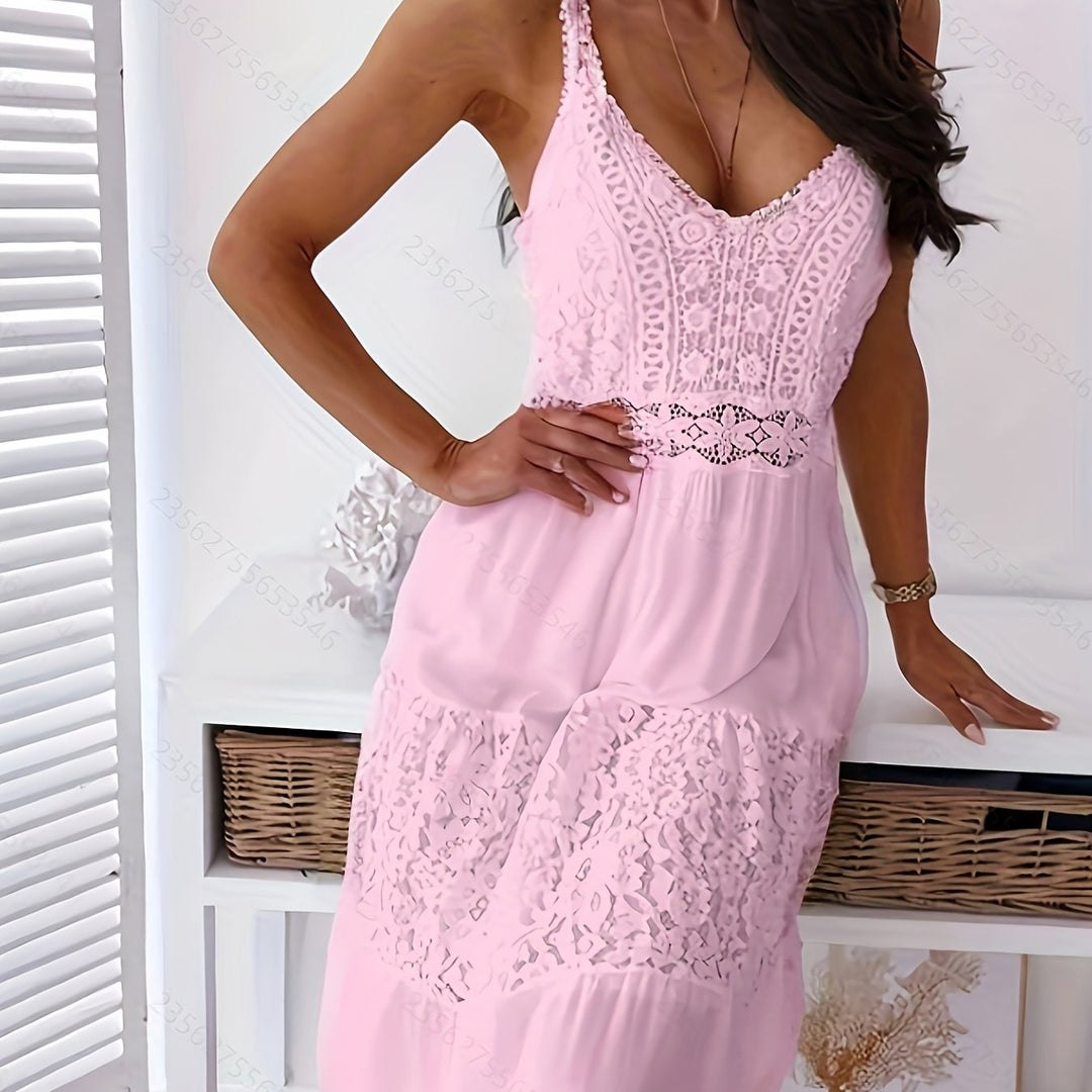 Summer Bohemian Sleeveless Spaghetti Strap Lace Dress