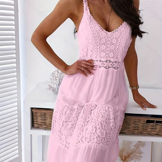 Summer Bohemian Sleeveless Spaghetti Strap Lace Dress