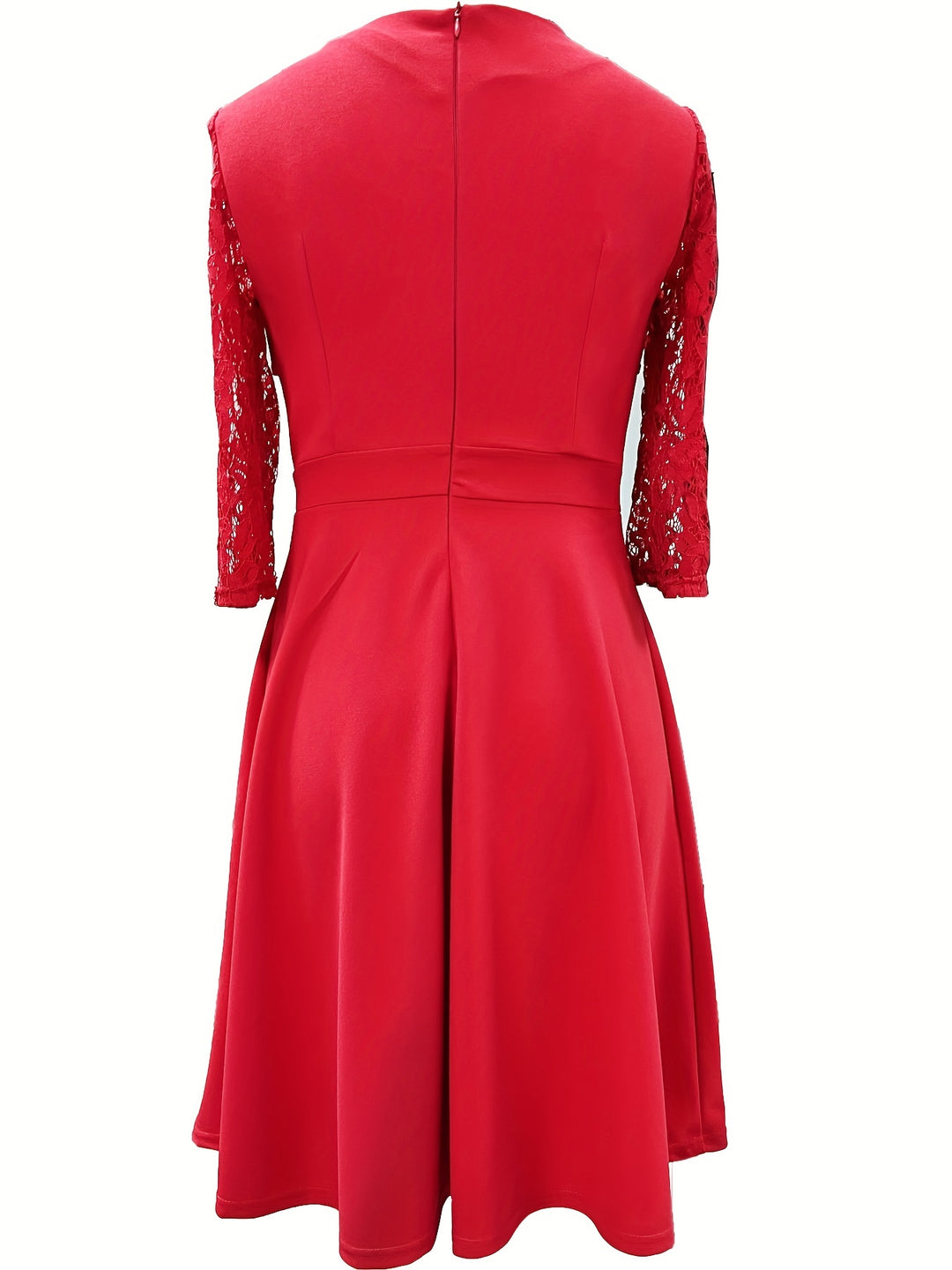 Elegant Lace Sleeve Fit Flare Dress
