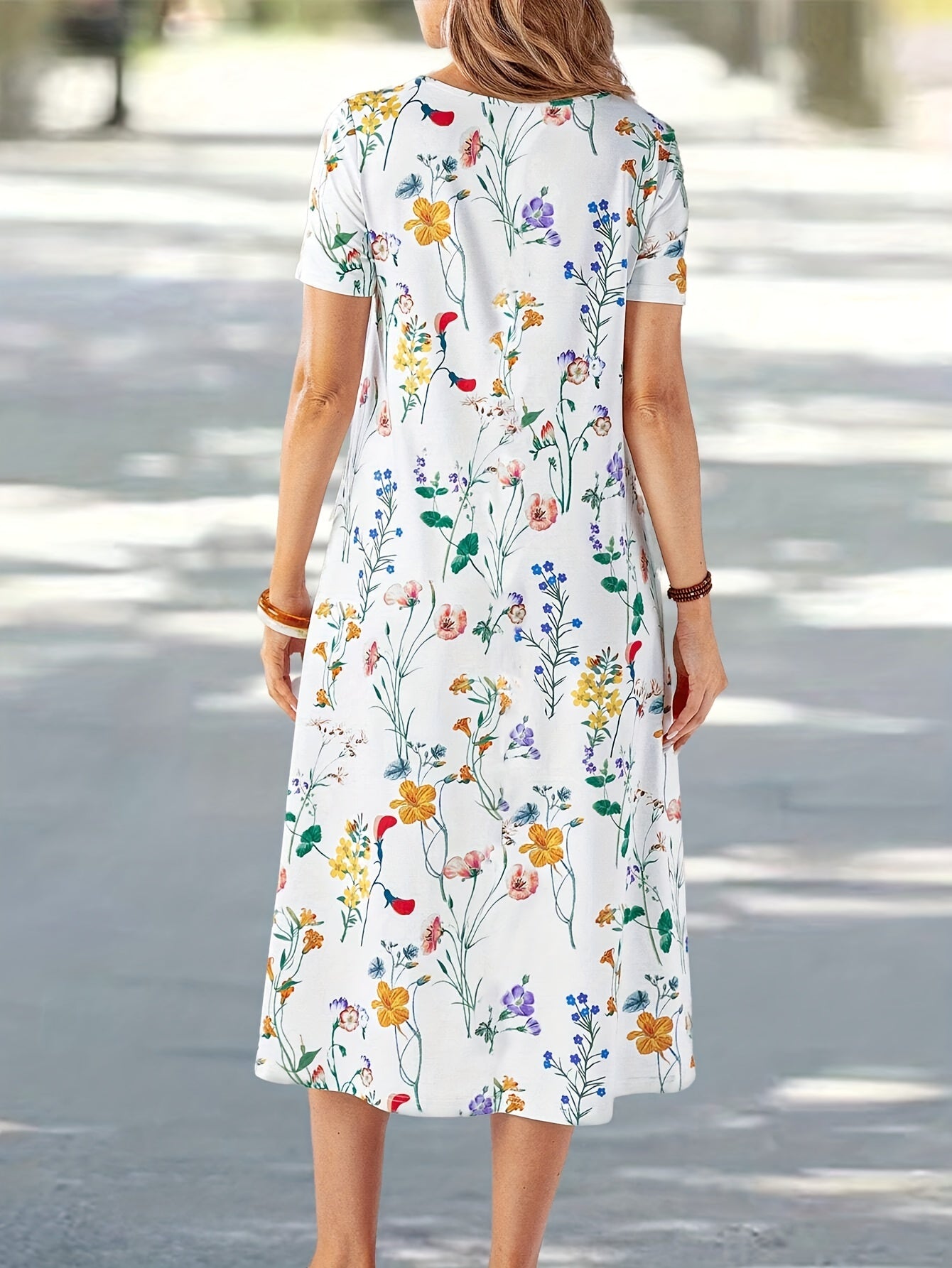 Boho Short Sleeve Floral Midi Dress