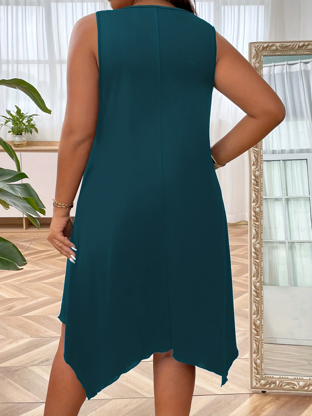 Flowy O-Ring Strap Asymmetrical Dress