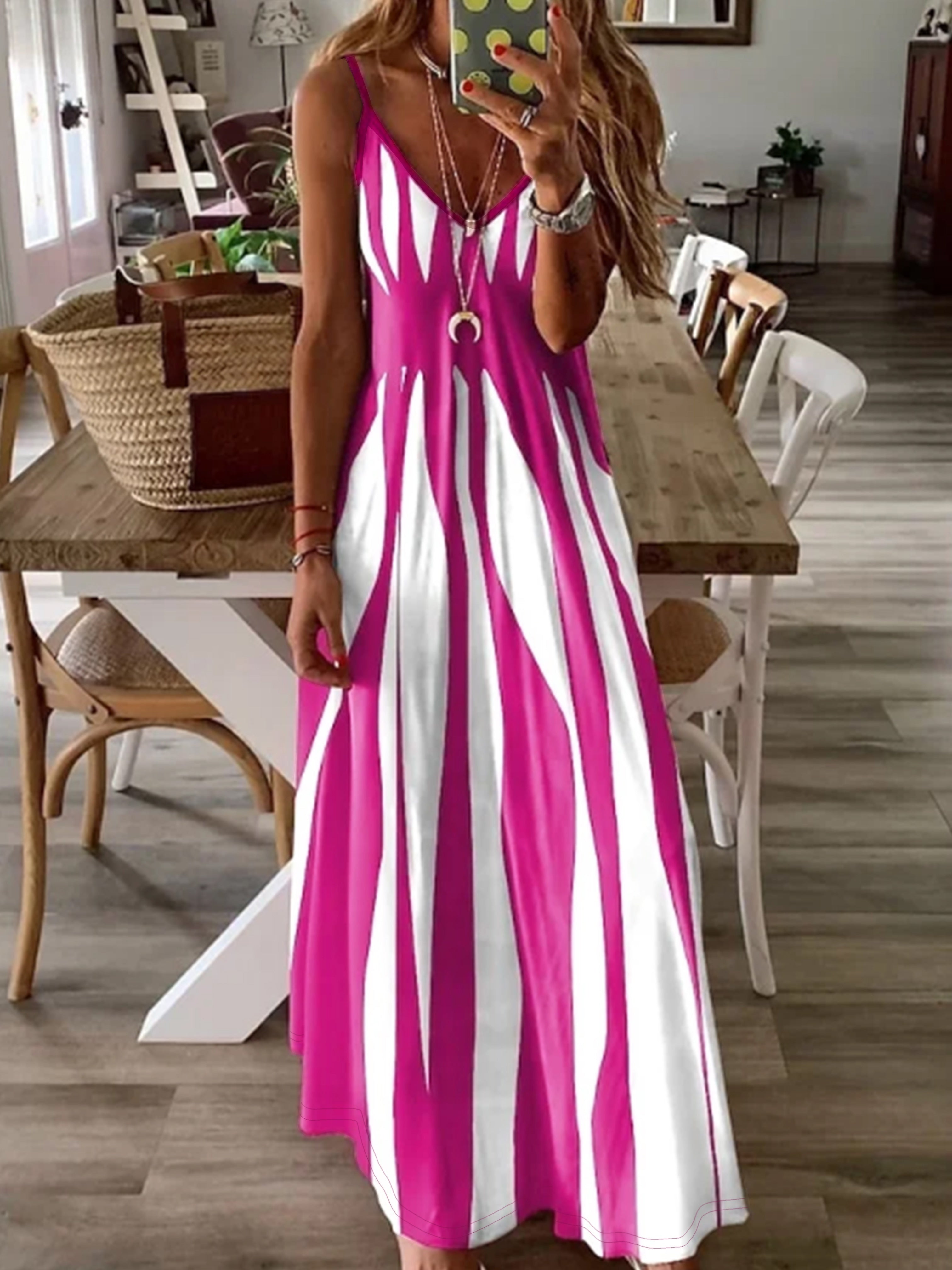 Flowy Vertical Stripe Maxi Dress