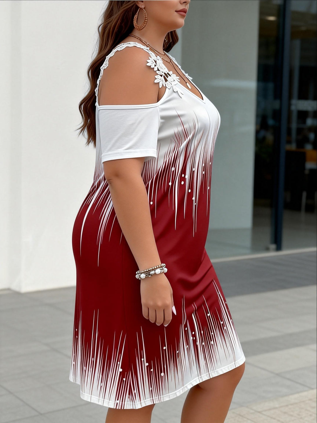 Casual Gradient Cold Shoulder Mini Dress