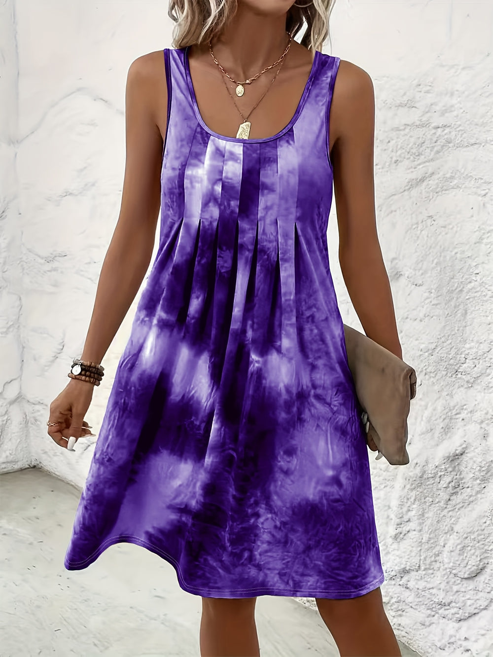 Bohemian Sleeveless Relaxed Fit Tie-Dye Dress