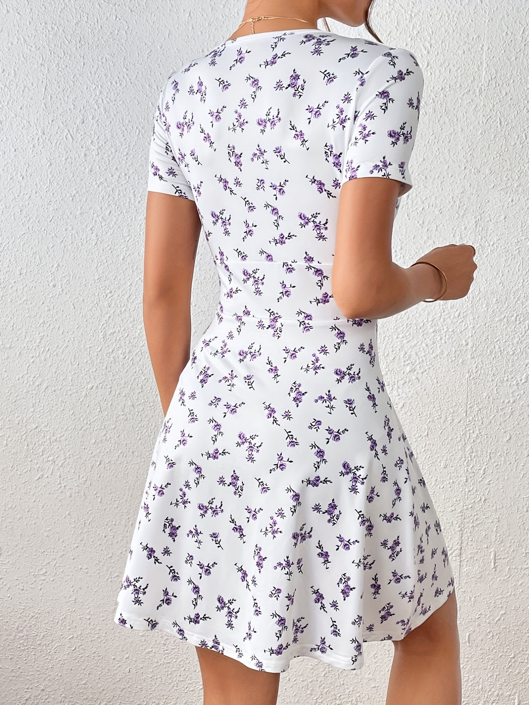 Floral Wrap Bodice A-Line Mini Summer Dress