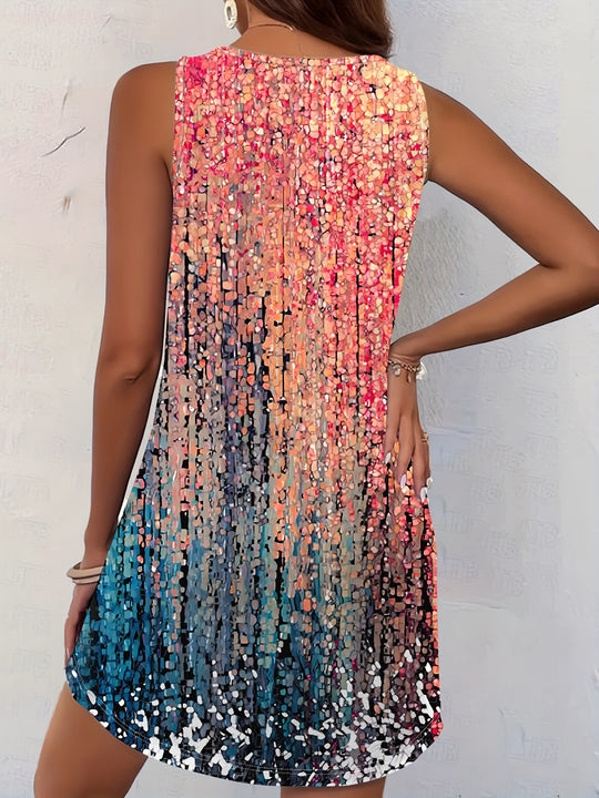 Casual Speckled Print Loose Fit Dress