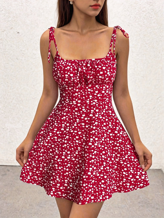 Ditsy Floral Tie-Strap Mini Dress