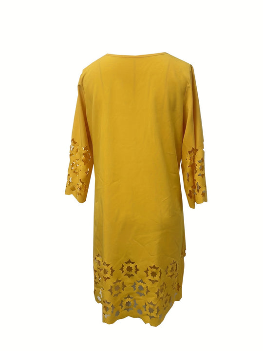 Elegant Laser Cut Shift Mini Dress