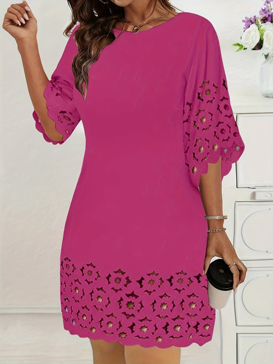 Elegant Laser Cut Shift Mini Dress