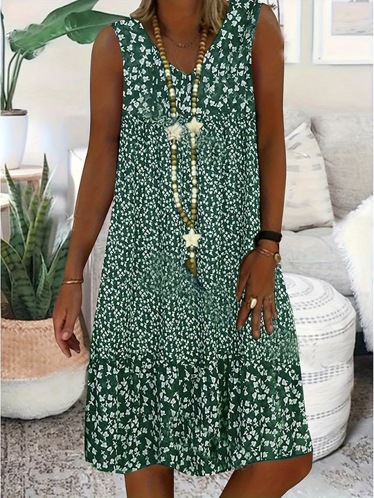 Bohemian V-Neck Print Summer Shift Dress