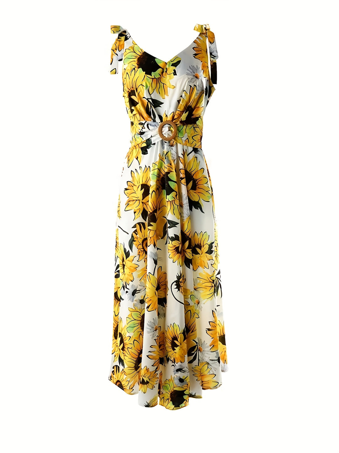 Bohemian Floral Tie Strap Maxi Dress