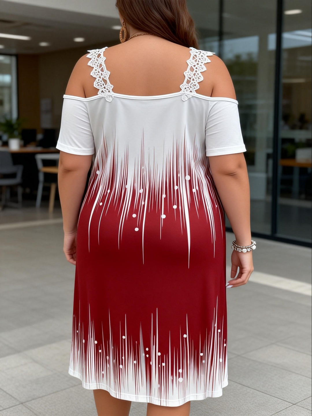 Casual Gradient Cold Shoulder Mini Dress