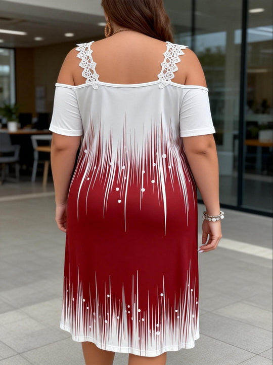 Casual Gradient Cold Shoulder Mini Dress