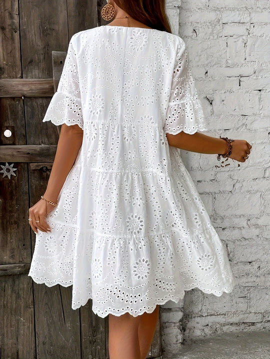 Boho Short Sleeve Embroidered Summer Dress